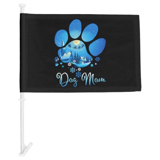 Christmas Paw Dog Mom Car Flag (Front)