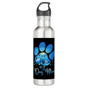 Christmas Paw Dog Mom Stainless Steel Water Bottle