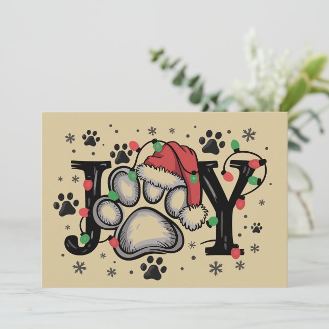 Christmas Paw Joy Gift Ideas Dog Mom Funny Holiday Card (Standing Front)