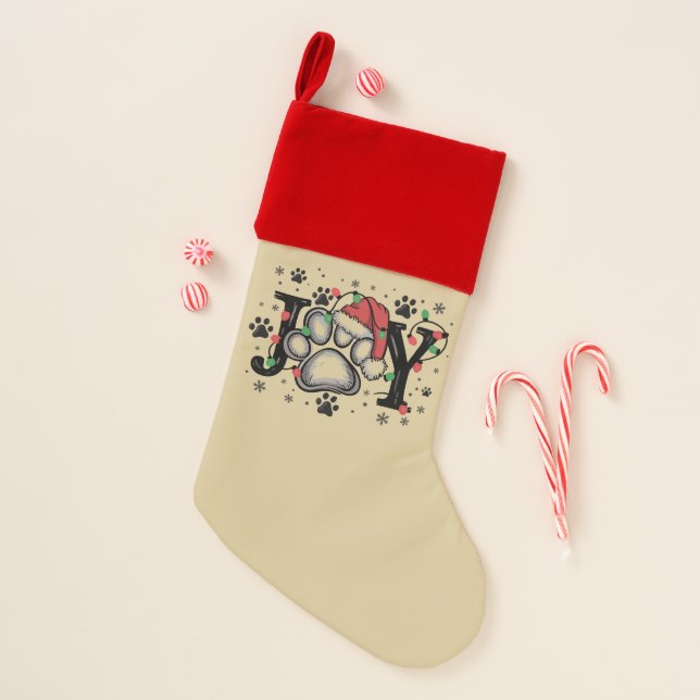 Christmas Paw Joy Gift Ideas Dog Mom Funny Stocking (Front)