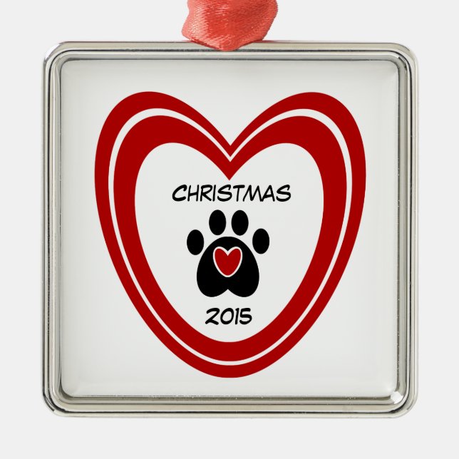 Christmas Paw Print Metal Ornament (Front)