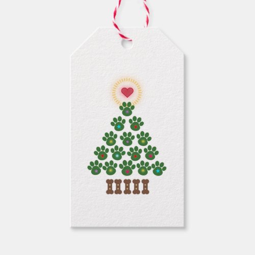 Christmas Paw Print Tree Gift Tags