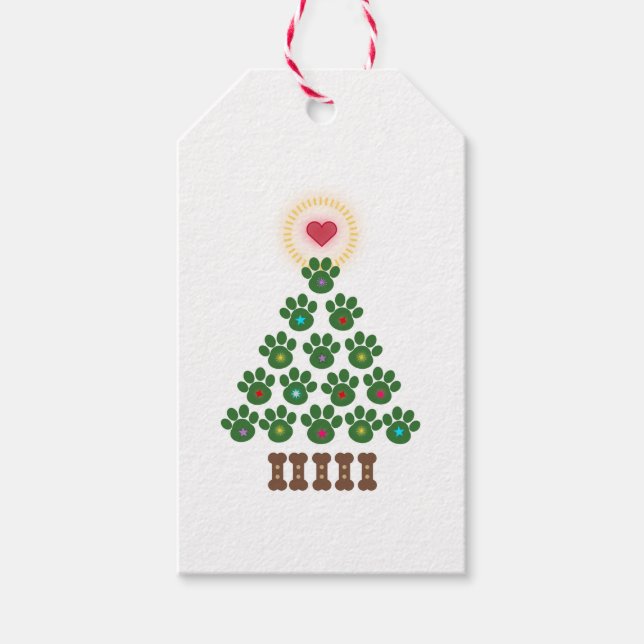 Christmas Paw Print Tree Gift Tags (Front)