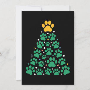 Christmas Paw Tree Dog Cat Pet Holiday Xmas Invitation