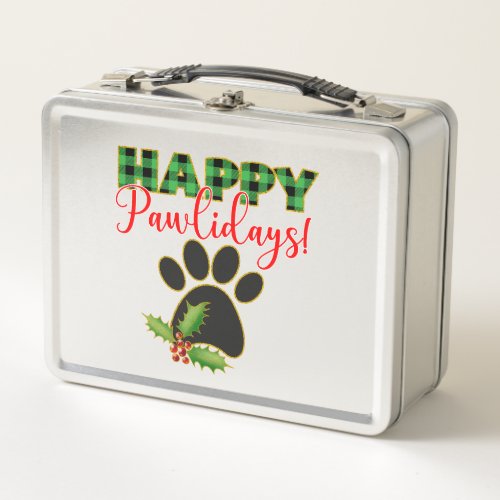 Christmas Pawliday  Happy Holiday for Dog Lover Metal Lunch Box