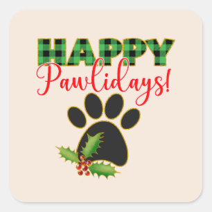Christmas Pawliday Happy Holiday for Dog Lover Square Sticker