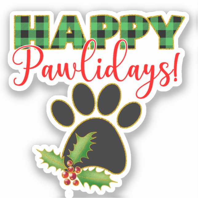 Christmas Pawliday | Happy Holiday for Dog Lover Sticker (Front)