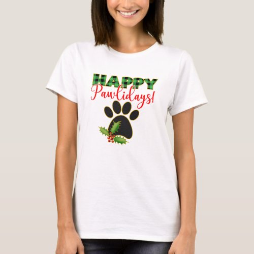 Christmas Pawliday  Happy Holiday for Dog Lover T_Shirt