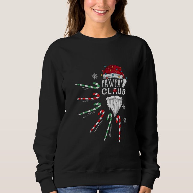 Christmas Pawpaw Claus Pawpaw Beard Candy Cane Fun Sweatshirt (Front)