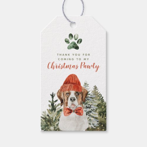 Christmas Pawty _ Dog Party St Bernard Dog Santa Gift Tags