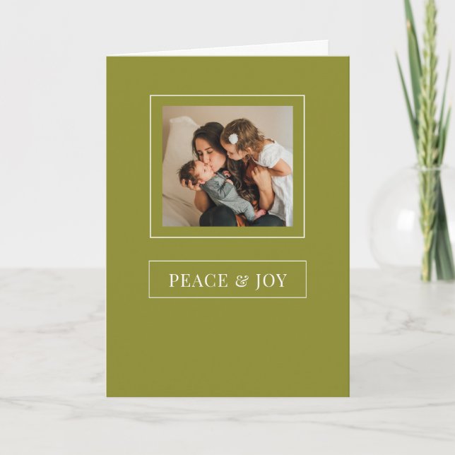 Christmas Peace and Joy Minimalist Holiday Photo Card (Front)