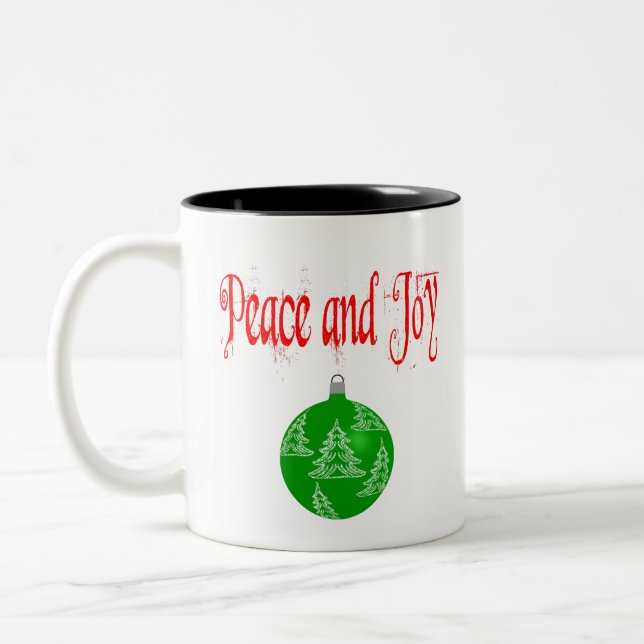 Christmas Peace and Joy Two-Tone Coffee Mug (Left)