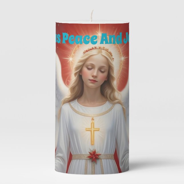 Christmas Peace Angel Pillar Candle (Front)