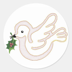 Christmas peace dove classic round sticker