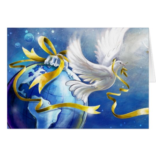 Christmas Peace Dove With Earth Ornament Card