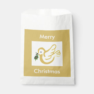 Christmas peace dove with holly favor bag