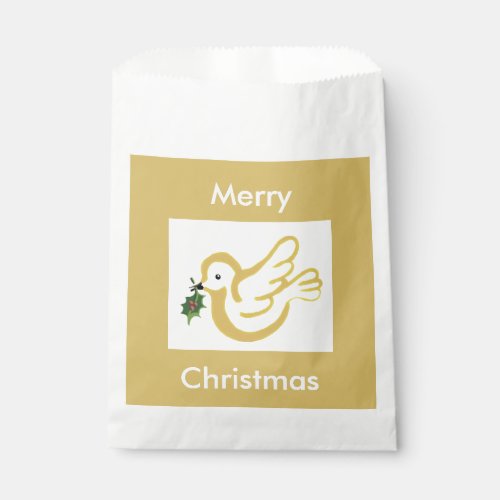 Christmas peace dove with holly favor bag