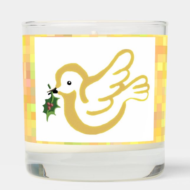 Christmas peace dove with holly scented candle (Right)