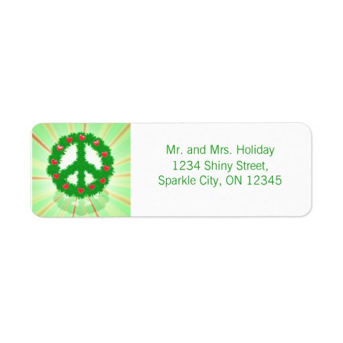 Christmas Peace Hearts Wreath Label