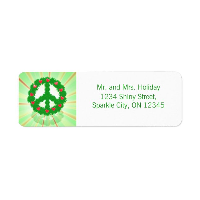 Christmas Peace Hearts Wreath Label (Front)