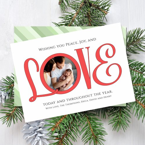 Christmas Peace Joy and Love Cute Modern Photo Holiday Card