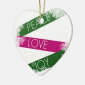 Christmas Peace, Love, Joy Heart Ornament | Zazzle