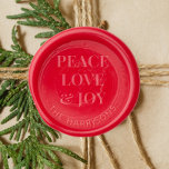 Christmas Peace Love Joy Monogram Wax Seal Sticker<br><div class="desc">Modern monogram wax seal stamp kit for your holiday correspondence featuring "Peace Love & Joy" in an elegant serif font and your family name in simple typography.</div>