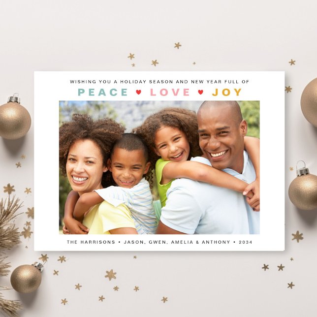 Christmas Peace Love Joy Photo Holiday Card (Share the love and warmth of the season with your personalized photo Christmas card)