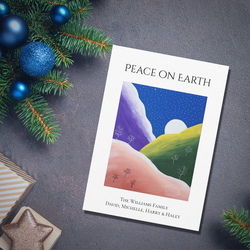 Christmas Peace on Earth Colorful Winter Holiday Card