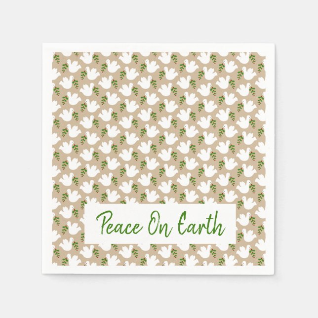 Christmas Peace on Earth Dove Olive Branch Faith Napkins (Front)