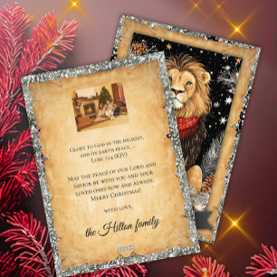 Christmas Peace on Earth Lion Family Photo Holiday Card