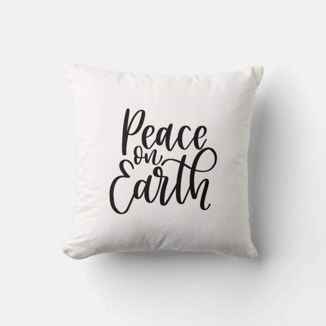 Christmas Peace on Earth Modern Throw Pillow (Front)