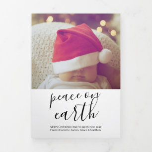 Christmas Peace on Earth Personalized Tri-Fold Holiday Card