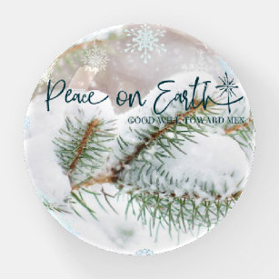 Christmas Peace On Earth Snow & Quote Paperweight