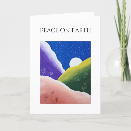 Christmas Peace on Earth Winter Folk Art Simple Holiday Card