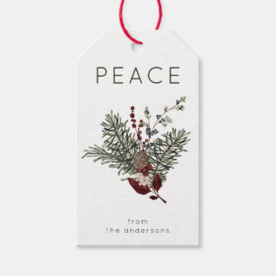Christmas Peace Rustic Greenery Gift Tags