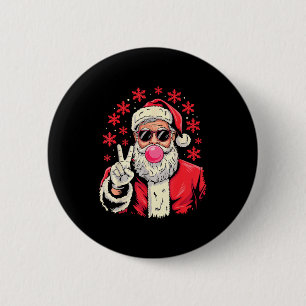 Christmas Peace Sign Hand Santa Claus Nk Bubble Gu Button