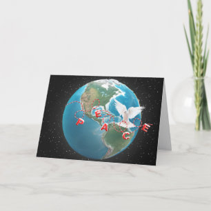 Christmas PEACE with White Dove on Globe Card