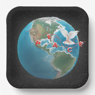 Christmas Peace with White Dove Paper Plates