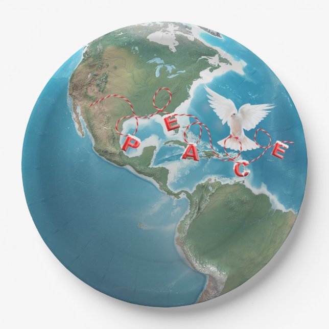Christmas Peace with White Dove Paper Plates (Front)