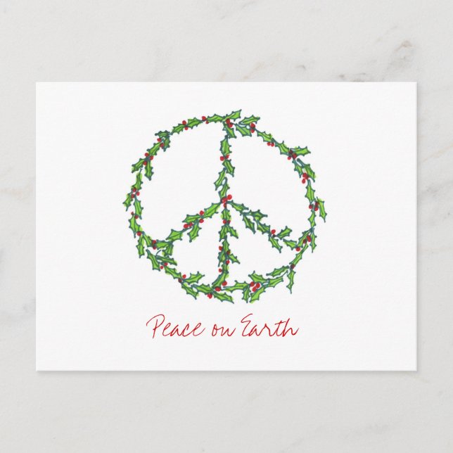 Christmas Peace Wreath, Peace on Earth Postcard (Front)