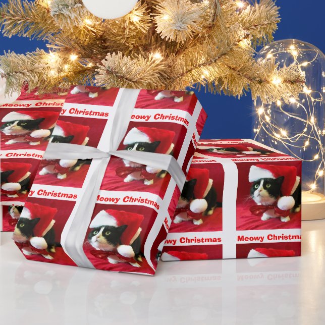 Christmas Peaches the Tuxedo Cat Wrapping Paper (Holidays)