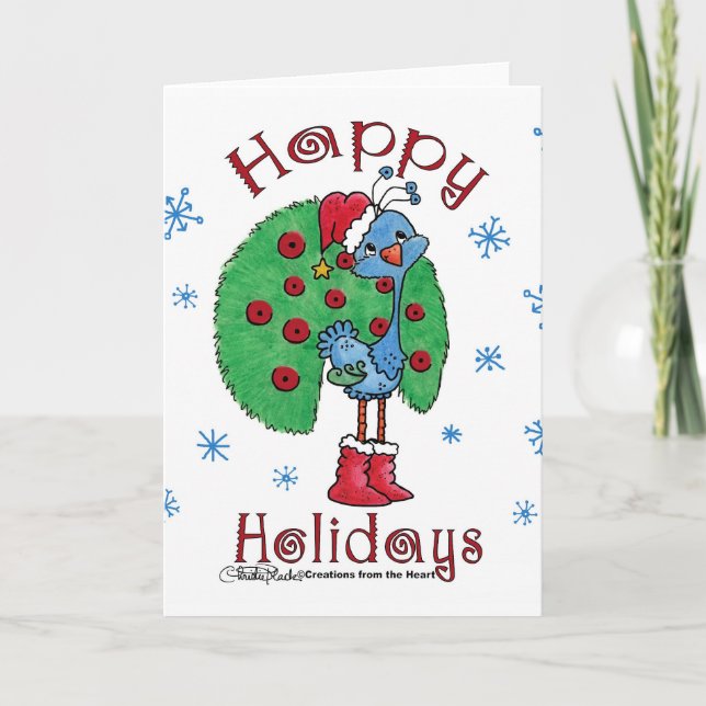 Christmas Peacock Holiday Card (Front)
