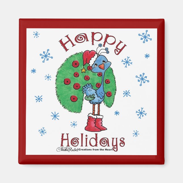 Christmas Peacock Magnet (Front)