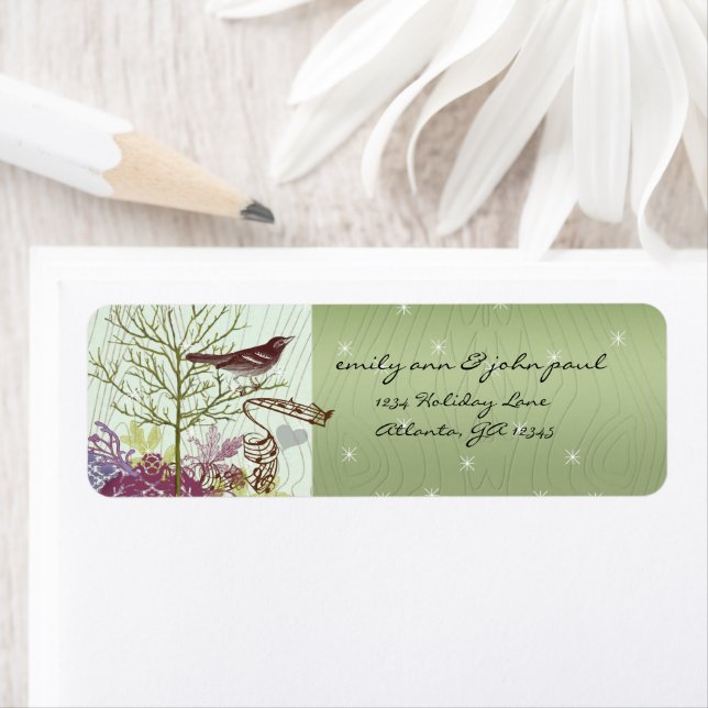 Christmas Peacock Return Address Labels (Insitu)