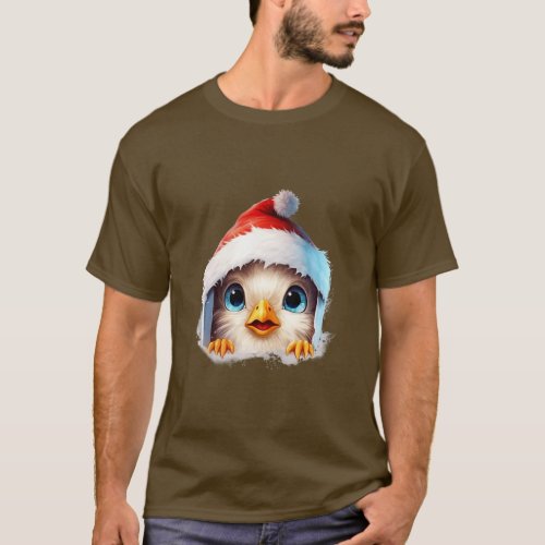 Christmas Peeking Baby Chicken  T_Shirt