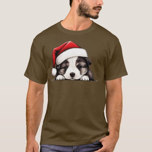 Christmas Peeking Puppy 13 T_Shirt