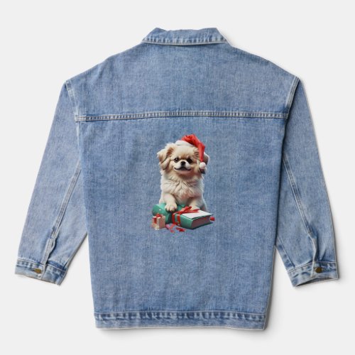 Christmas Pekingese   Denim Jacket
