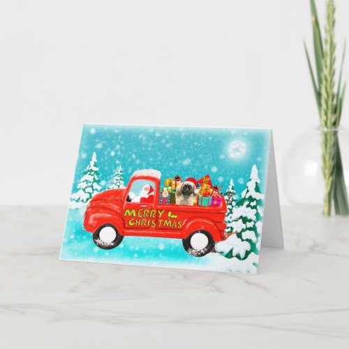 Christmas Pekingese Dog gifts delivery truck Card