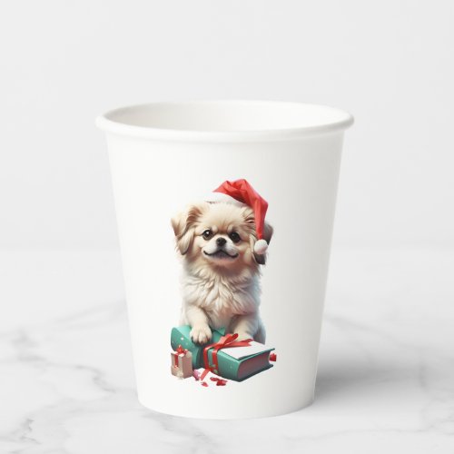 Christmas Pekingese   Paper Cups
